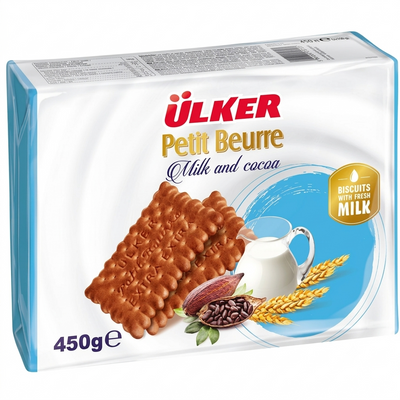 Cepumi ar pienu un kakao, PETIT BEURRE, Ulker, 450g