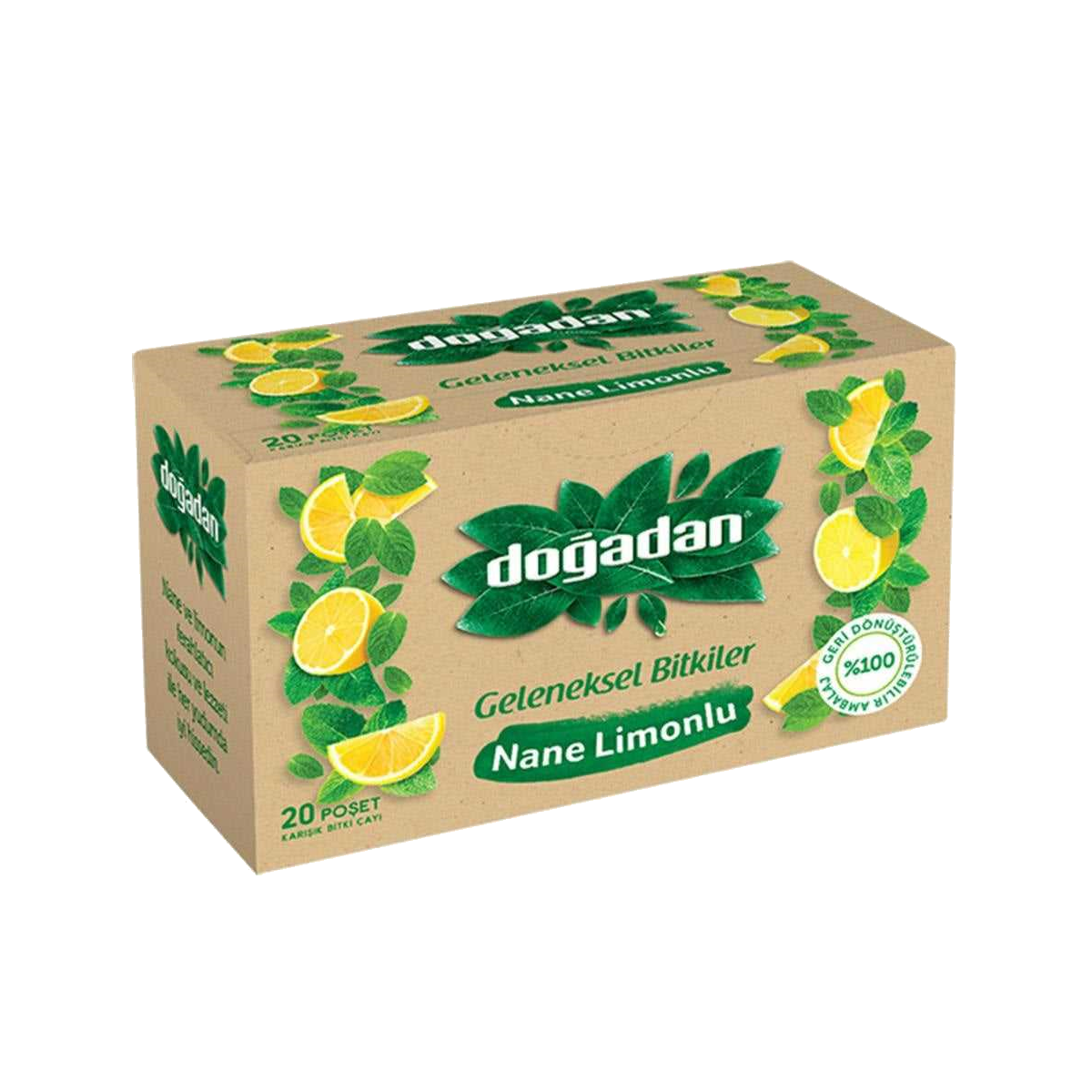 Doğadan nane ve limonlu yeşil çay (20x1,7g) 34g