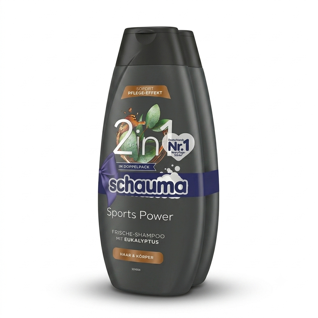 Šampūns un Dušas Želeja Vīriešiem, Sports Power 2 in 1, Schauma, 2x400ml | Dubultpaka