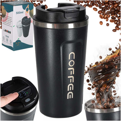 Viedā ceļojumu termokrūze ar LED displeju, melna, 500ml