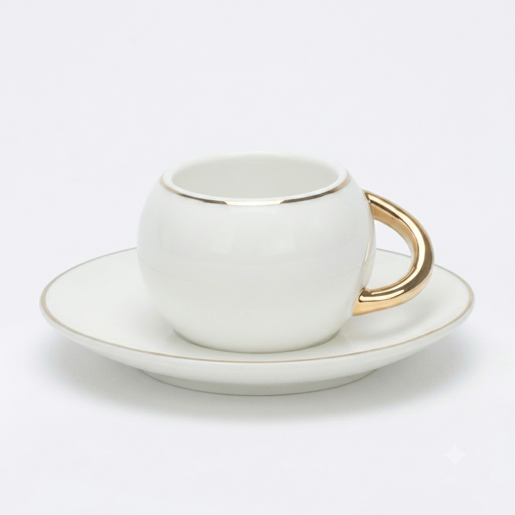 Turku kafijas krūzīšu un apakštasīšu komplekts ar zelta detaļām, fincan, espresso (12 daļas/6 personām)