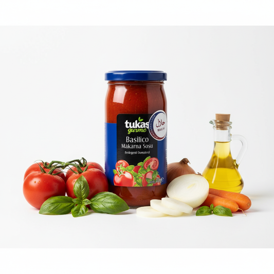 Tukas Basilico makaronu mērce 360g ar svaigiem tomātiem, baziliku un sastāvdaļām