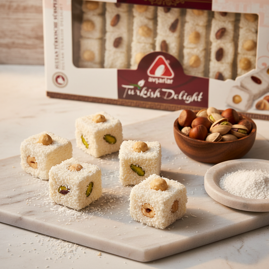Avşarlar Sultan Türk lokumu premium mermer sunum