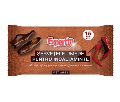 Mitrās salvetes, EXPERTTO, apaviem 15 gab.