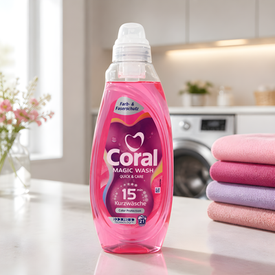 Šķidrais veļas mazgāšanas līdzeklis krāsainai veļai, Coral, 840ml, 21 mazgāšanas reizei