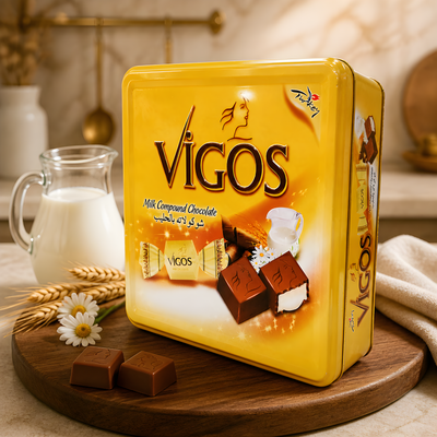 Piena šokolādes konfektes metāla kastē, Vigos, 600g