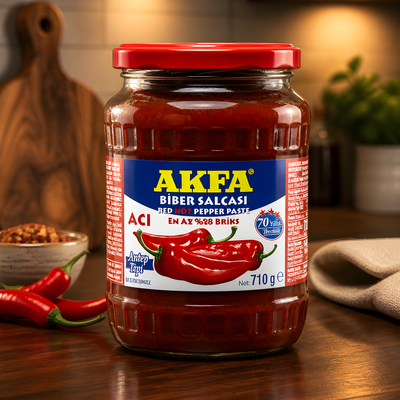 Paprikas pasta stikla burkā, asā, AKFA, 710g