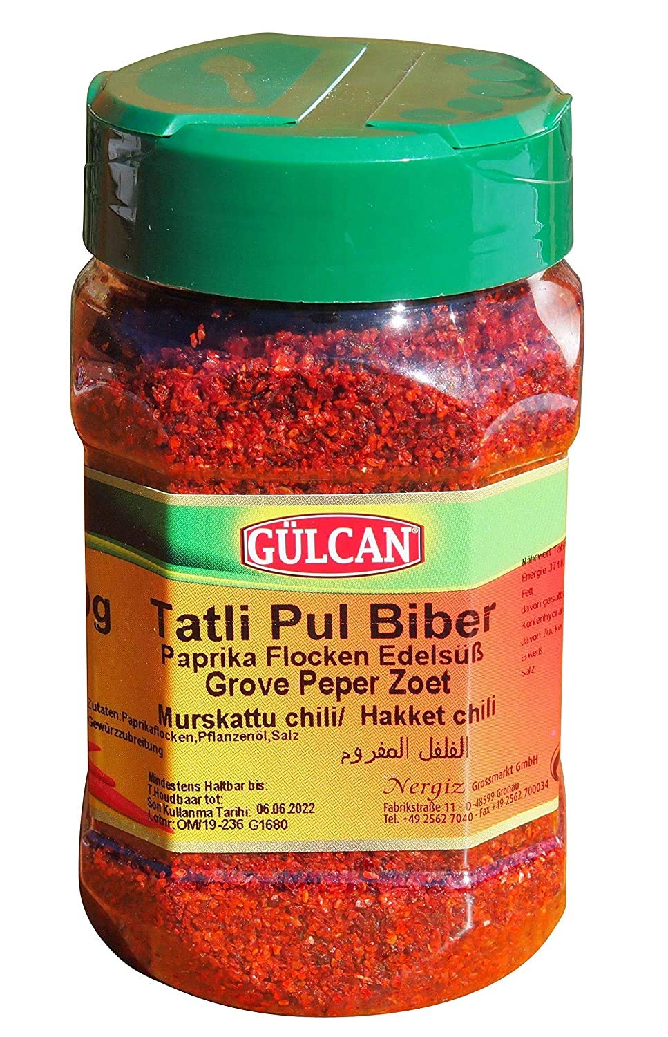 Gülcan saldā čili piparu garšviela, pārslās 180g