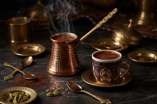 cezve ar kafijas tasi