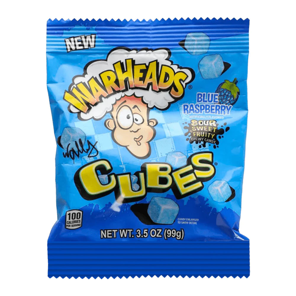 WARHEADS CUBES ZILĀ AVENE Košļājamās konfektes 99g