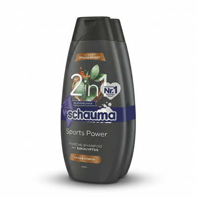 Šampūns un Dušas Želeja Vīriešiem, Sports Power 2 in 1, Schauma, 2x400ml | Dubultpaka