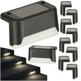 LED kāpņu gaismekļi ar krēslas sensoru, ūdensizturīgi ar saules paneļiem, 8 gab. komplekts