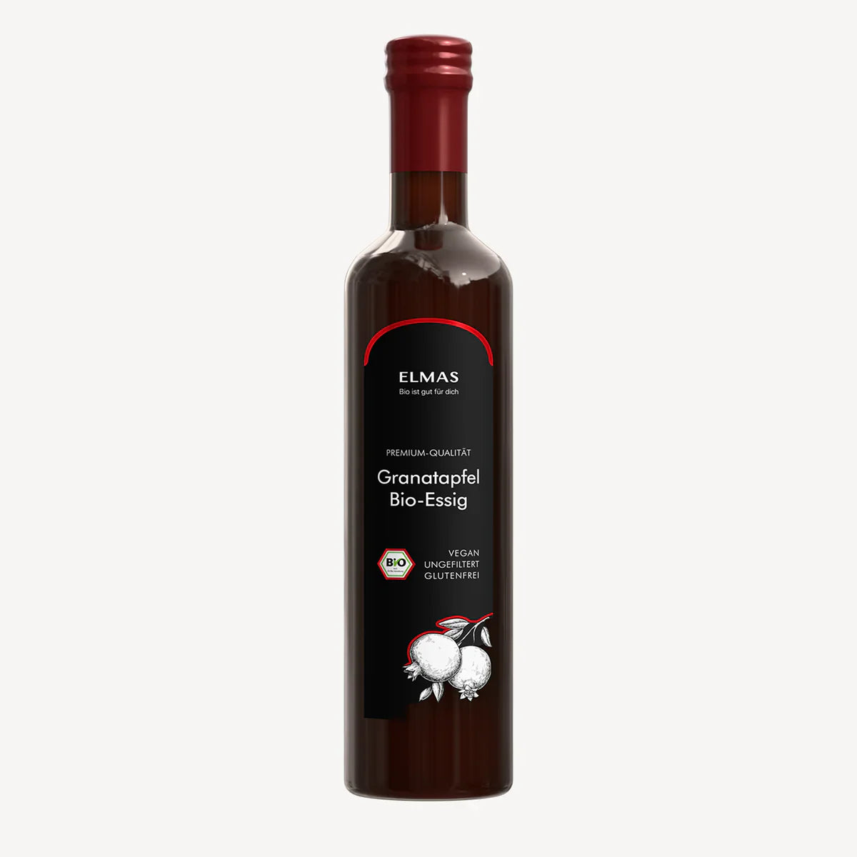 bioloģisks granātābolu etiķis, vegāns, nefiltrēts
