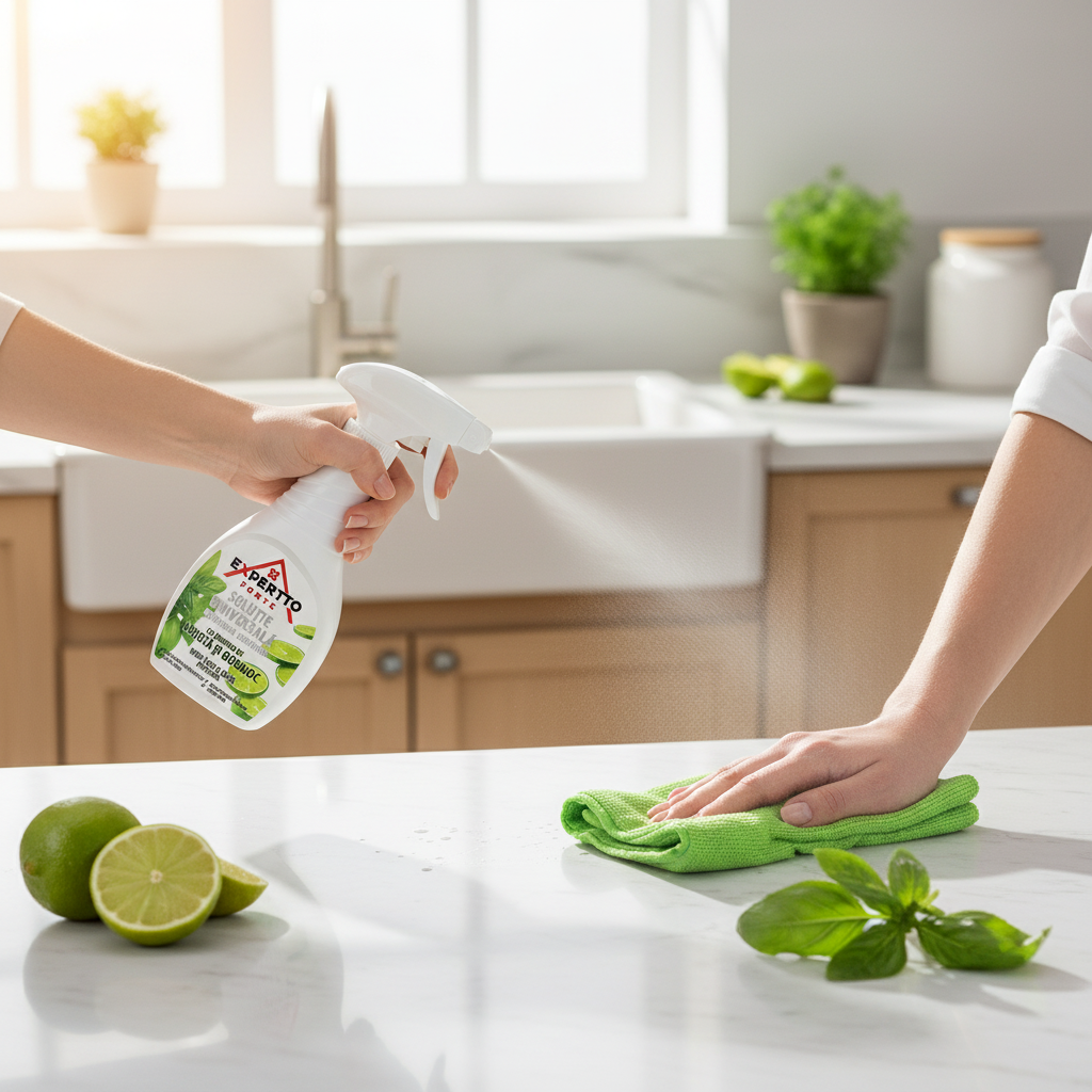 Universāls tīrīšanas līdzeklis ar laima un bazilika aromātu, EXPERTTO FORTE, 500ml EXPERTTO FORTE tīrīšanas līdzeklis lietošanā virtuvē