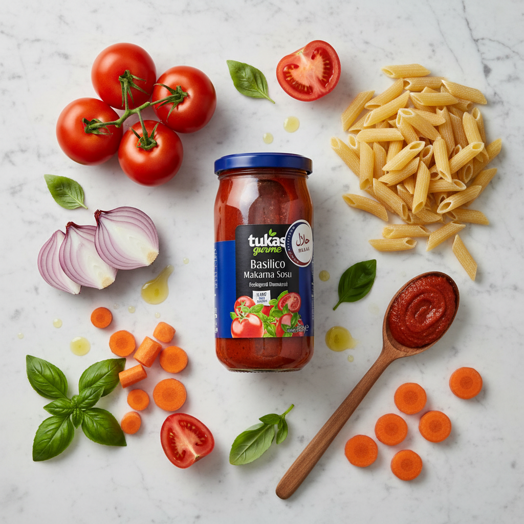 Tukas, Makaronu mērce „Basilico“, 360g Tukas Basilico makaronu mērce no Turcijas ar dabīgām sastāvdaļām
