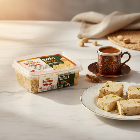 Buram halva ar pistācijām 350g brokastis ar turku kafiju, gardēžu našķis
