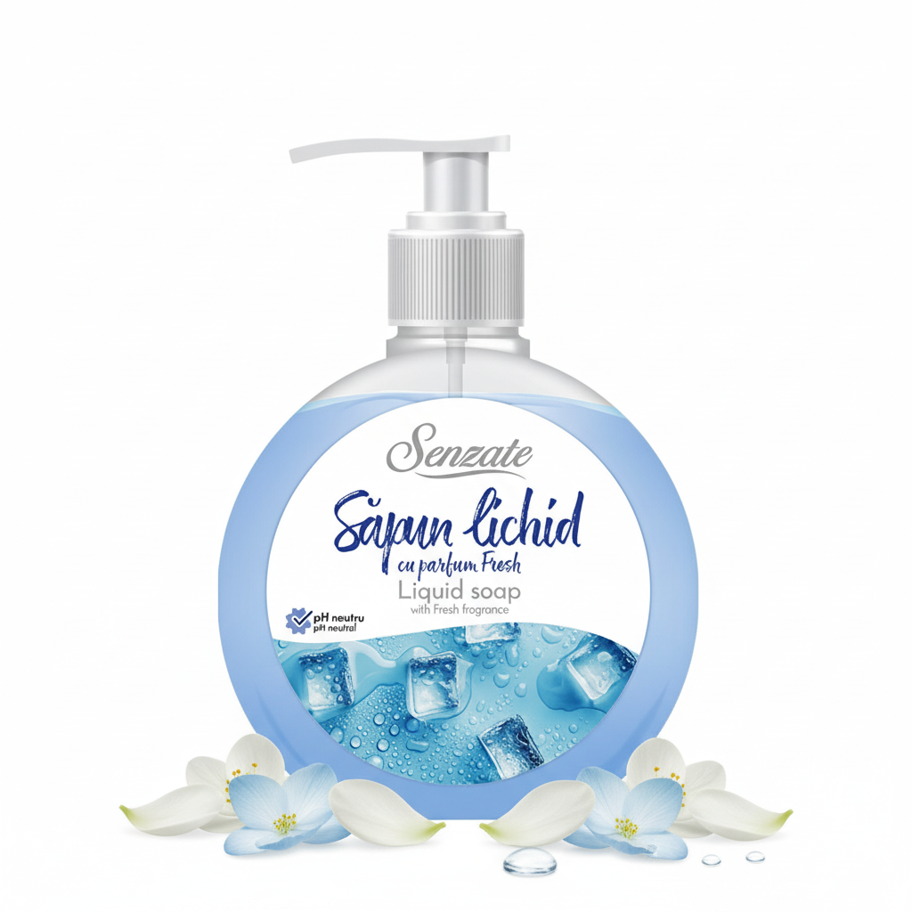 Šķidrās ziepes ar svaigu aromātu, SENZATE, 500ml SENZATE šķidrās ziepes ar svaigu aromātu 500ml, minimāls produkta attēls