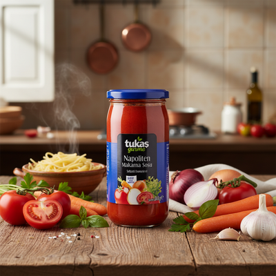 Tukas Napoliten pastas mērce ar svaigām sastāvdaļām - tomāti, sīpoli, burkāni, ķiploki un garšaugi, rustikāls virtuves fons