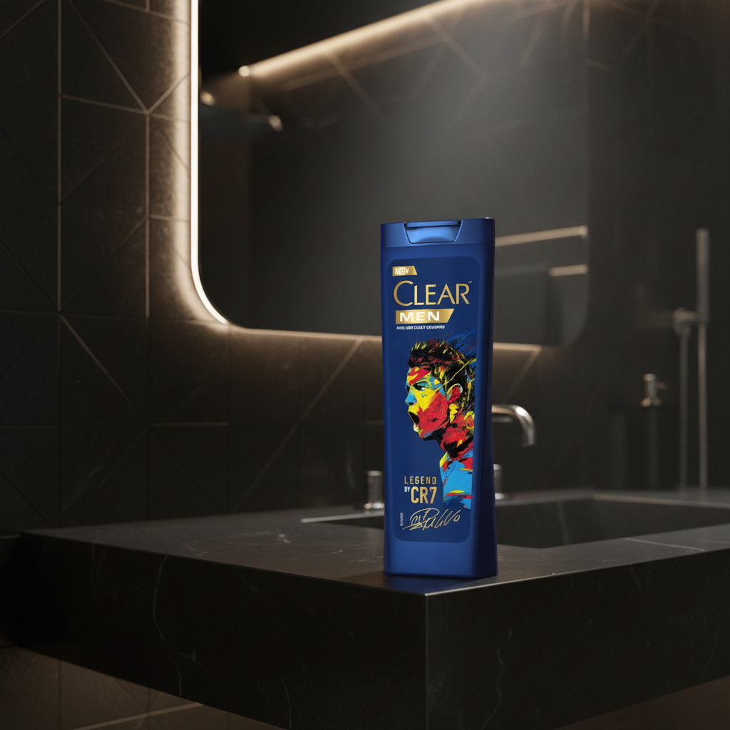 CLEAR, šampūns vīriešiem, CR7 Ronaldo Edition, 250ml CLEAR šampūns vīriešiem CR7 Ronaldo Edition modernā vannas istabā