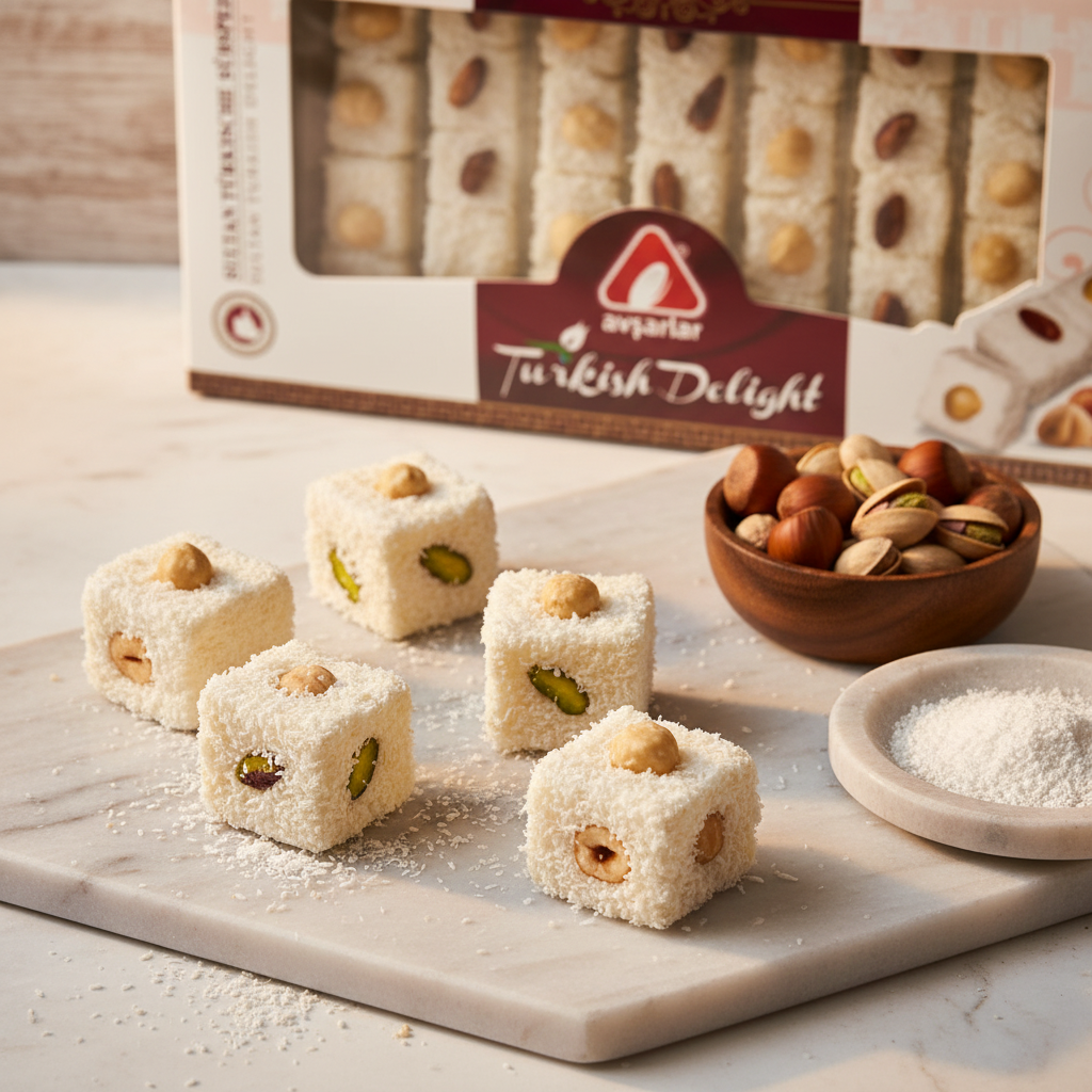 Avşarlar Özel Sultan Türk Lokumu 350g Avşarlar Sultan Türk lokumu premium mermer sunum