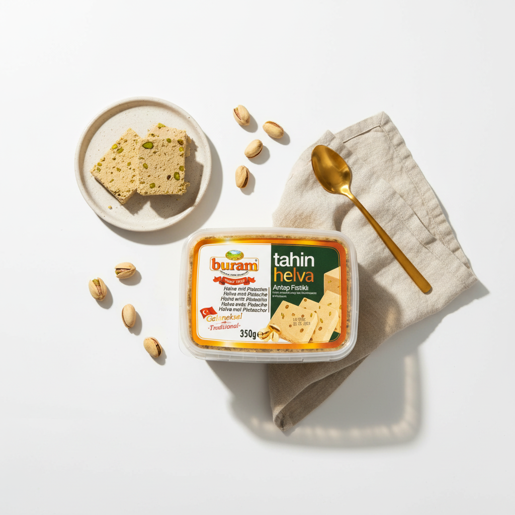 Buram halva ar pistācijām 350g elegantā noformējumā, augstas kvalitātes produkts