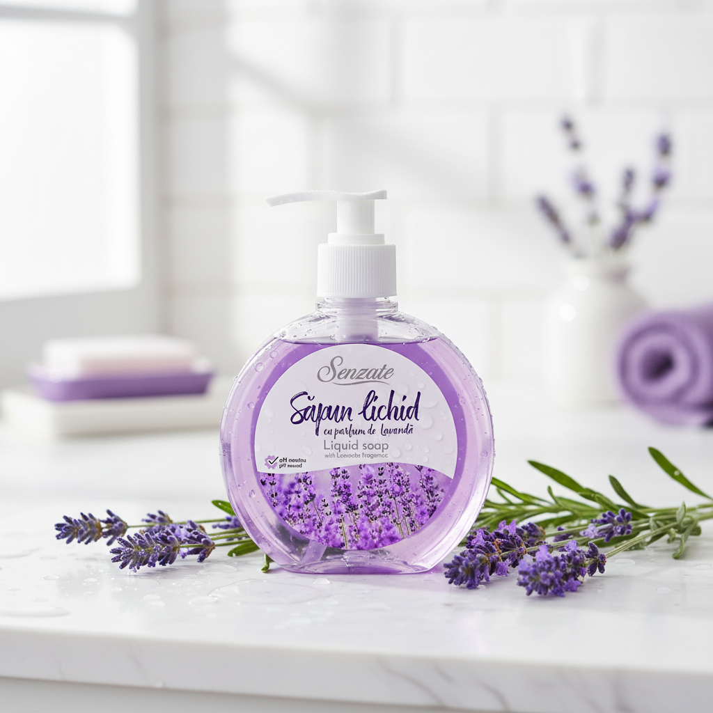 SENZATE šķidrās ziepes ar lavandu aromātu 500ml spa atmosfērā ar svaigiem lavendas ziediem