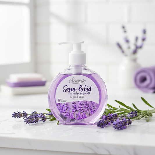 SENZATE šķidrās ziepes ar lavandu aromātu 500ml spa atmosfērā ar svaigiem lavendas ziediem