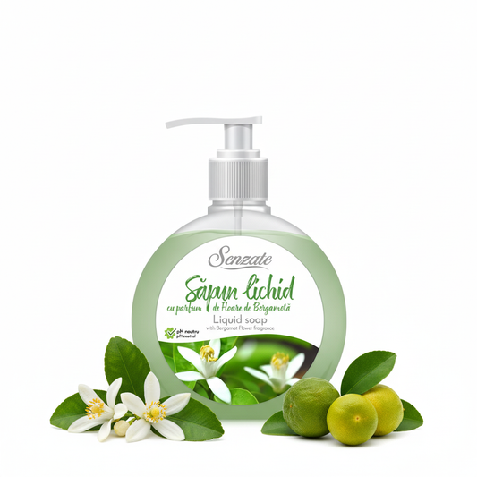 SENZATE šķidrās ziepes ar bergamotes zieda aromātu 500ml, minimāls produkta attēls