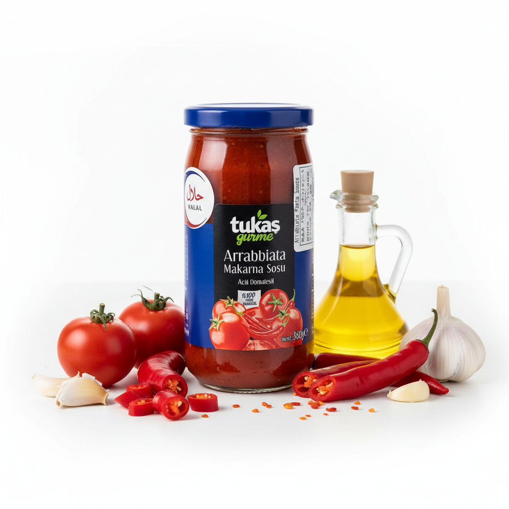 Tukas, Makaronu mērce „Arrabiata“, 360g Tukas Arrabiata makaronu mērce 360g ar svaigiem tomātiem, sarkano piparu un ķiplokiem