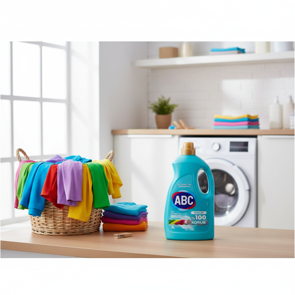 ABC, krāsainu audumu veļas mazgāšanas līdzeklis, 3l, 50 mazgāšanas reizēm ABC 3L veļas mazgāšanas līdzeklis lietošanā ar veļas mašīnu