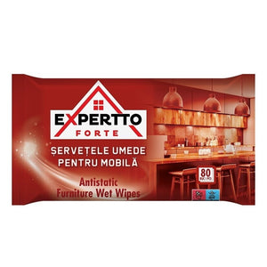 Mitrās salvetes, EXPERTTO FORTE, mēbeļu tīrīšanai, 80 gab.