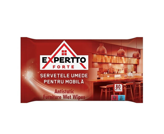 Влажные салфетки, EXPERTTO FORTE, для чистки мебели, 80 шт.