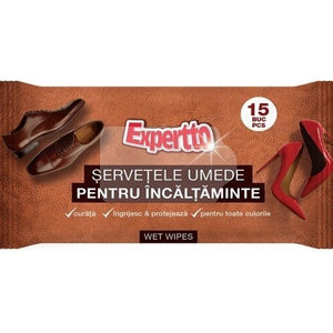 Mitrās salvetes, EXPERTTO, apaviem 15 gab.