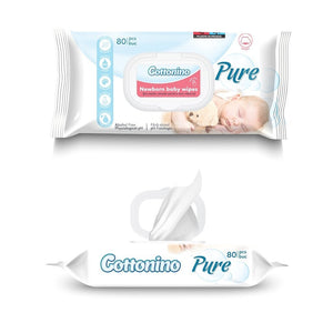 Mitrās salvetes, mazuļu, COTTONINO , pure 80 gab