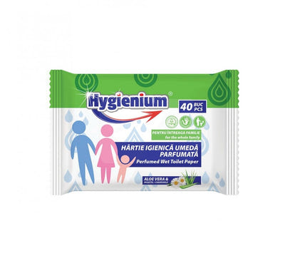 Drėgnos tualetinio popieriaus servetėlės, HYGIENUM, su alavijais ir ramunėlėmis, 40 vnt.