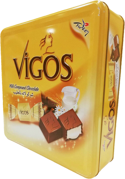 Piena šokolādes konfektes metāla kastē, Vigos, 600g 