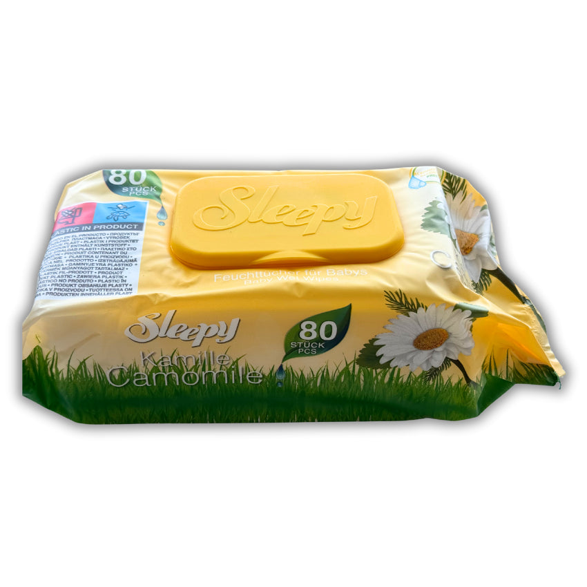 Mitrās salvetes (bērnu),Sleepy, kumelīšu (80 gab)