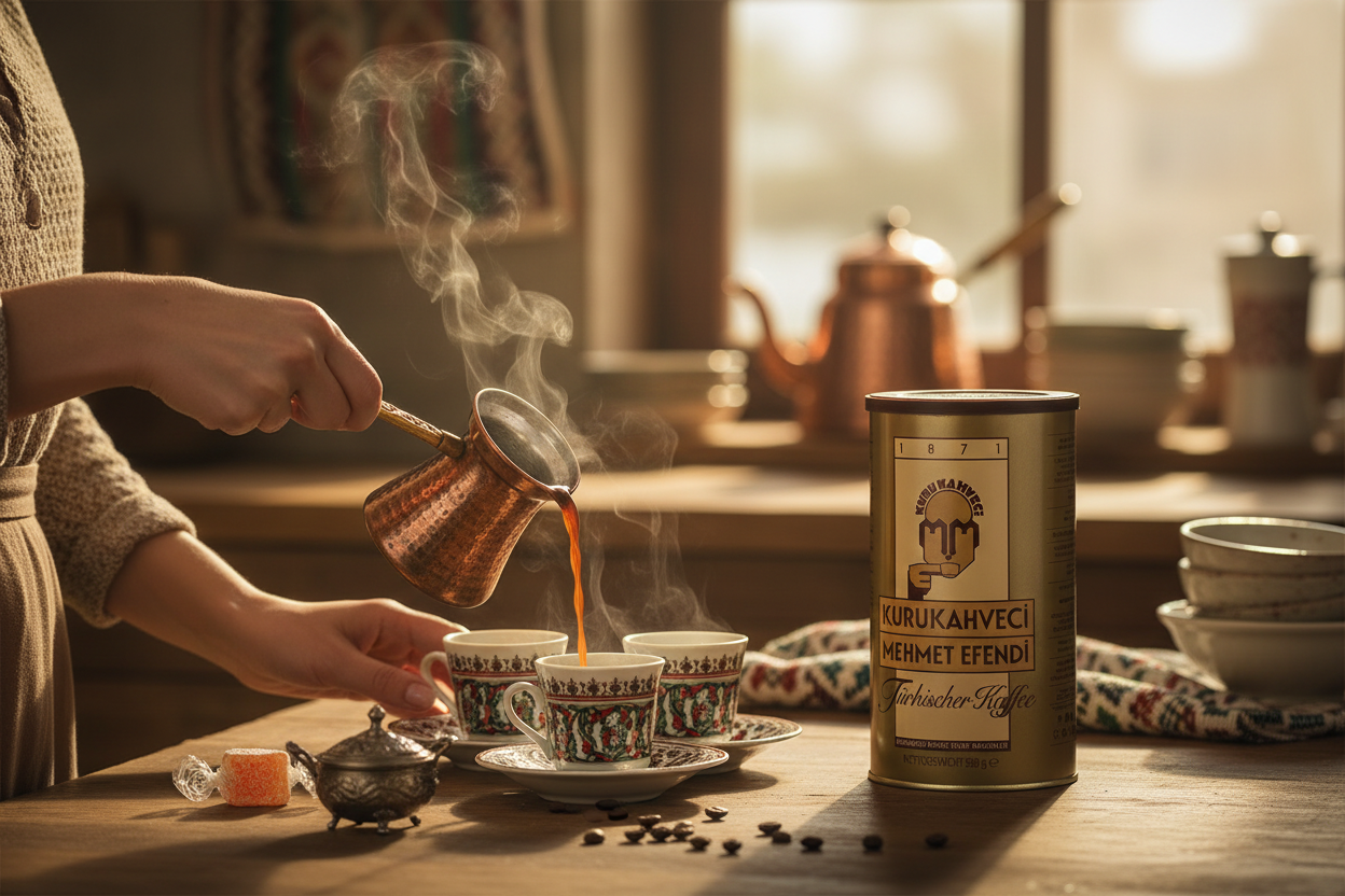 Kurukahveci Mehmet Efendi turkiška kava 500g Turkish Coffee Preparation